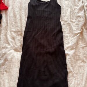 Forever 21 Black Ribbed Maxi Tank Dress